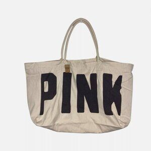 NWT Victoria's Secret PINK Cotton Neutral Large Tote